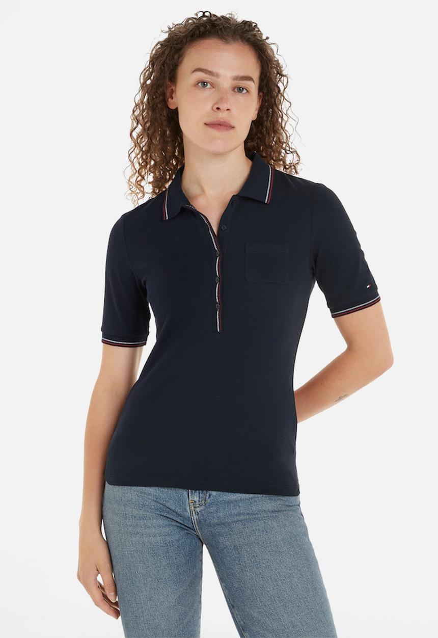 Tommy Hilfiger - Slim rwb tipping polo 1/2slv - desert sky