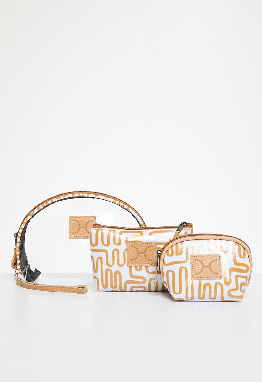 Thandana - Half moon travel pouch set of 3 - Geo Sand