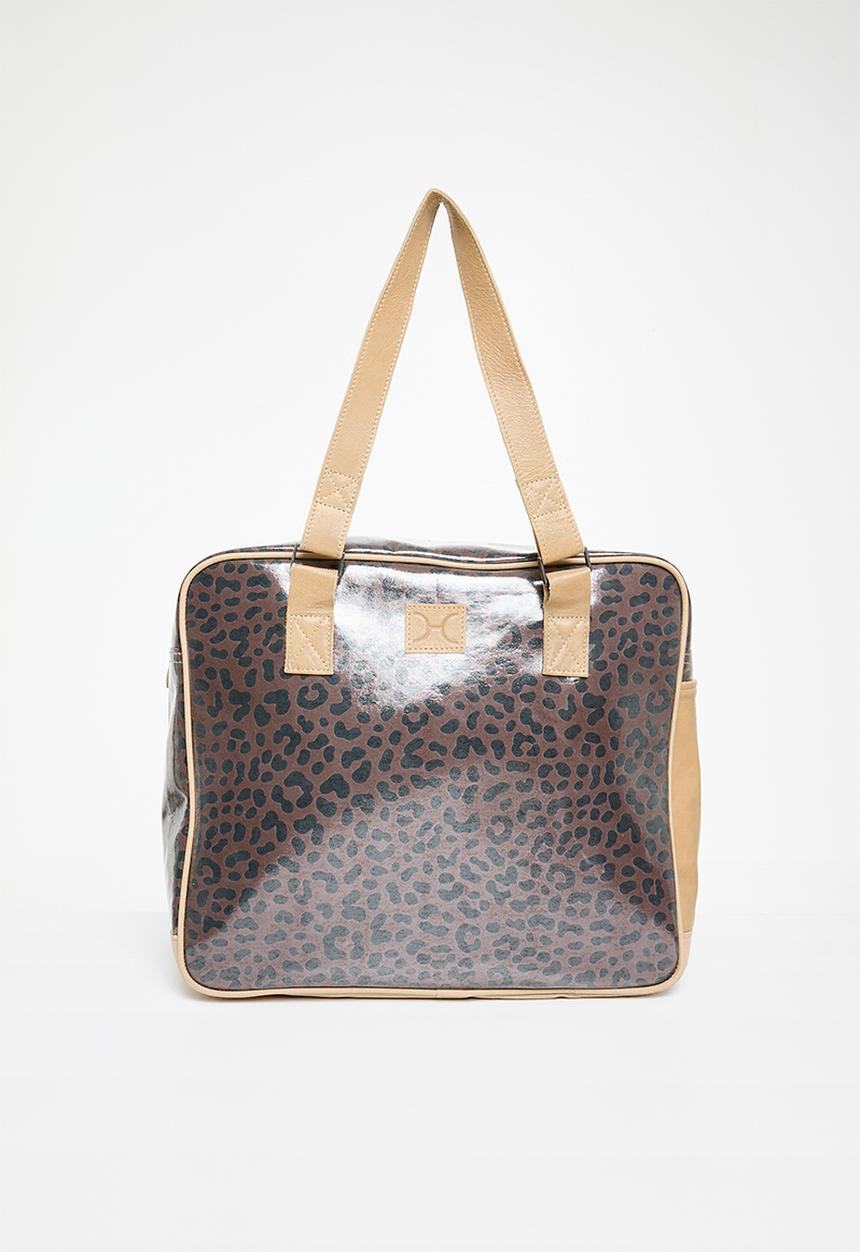 Thandana - Large Weekender Laminated Fabric - Cheetah Coffee