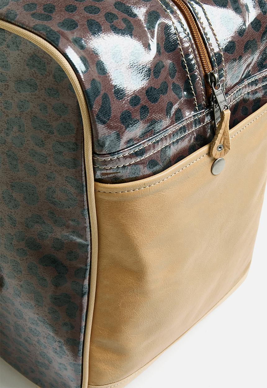 Thandana - Large Weekender Laminated Fabric - Cheetah Coffee