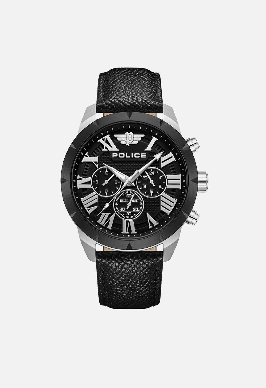 Police - Steel case grey dial watch - black leather