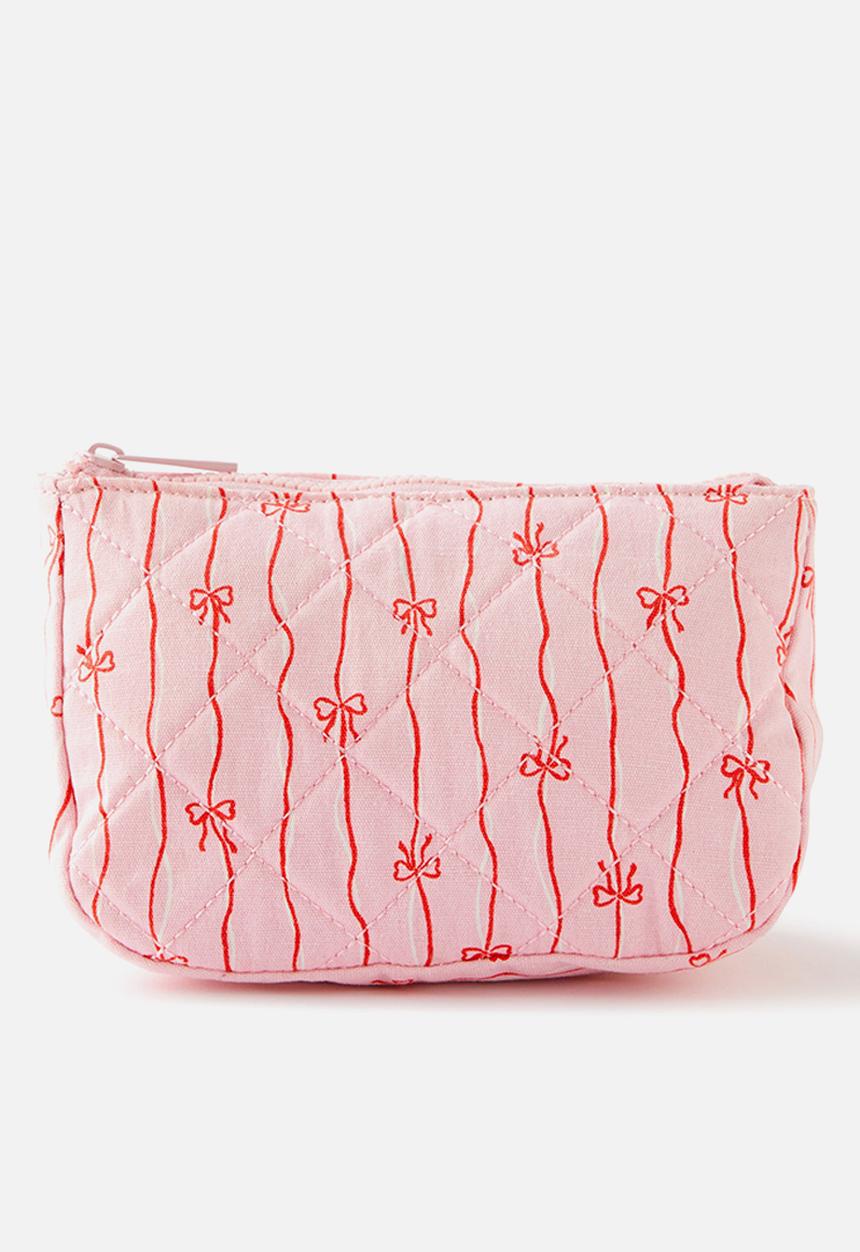 Cotton On - Make Up Bag - Bow Stripe Pink