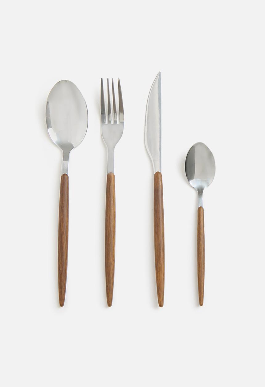 Excellent Houseware - Woods cutlery set of 16 - natural