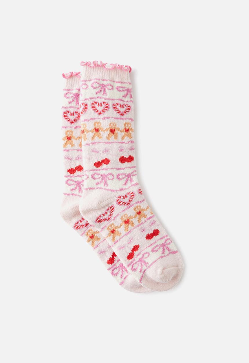Cotton On - Novelty lounge sock - gingerbread cherries