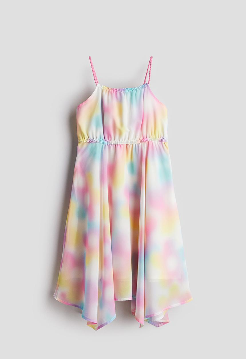 H&M - Asymmetric chiffon dress - pink patterned