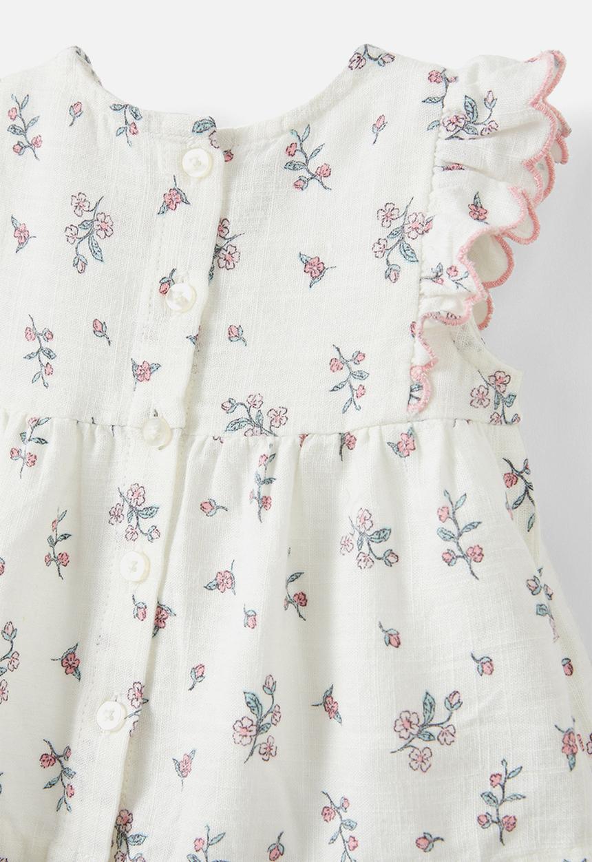 Cotton On - Bessy flutter sleeve top and short set - vanilla/ditsy folk floral