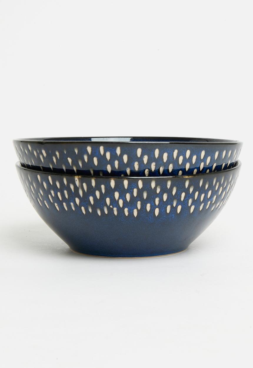 Excellent Houseware - Reactive snack bowl set of 2 - blue