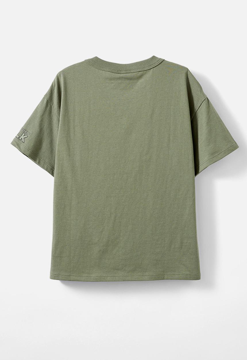 Cotton On - License drop shoulder short sleeve tee - lcn mar swag green/the hulk wreck the halls