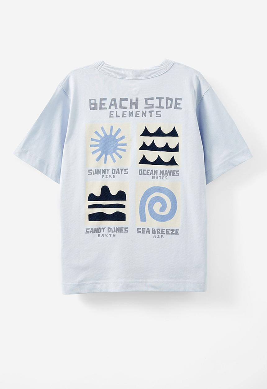 Cotton On - Jonny short sleeve print tee - morning blue/winter grey beach side elements