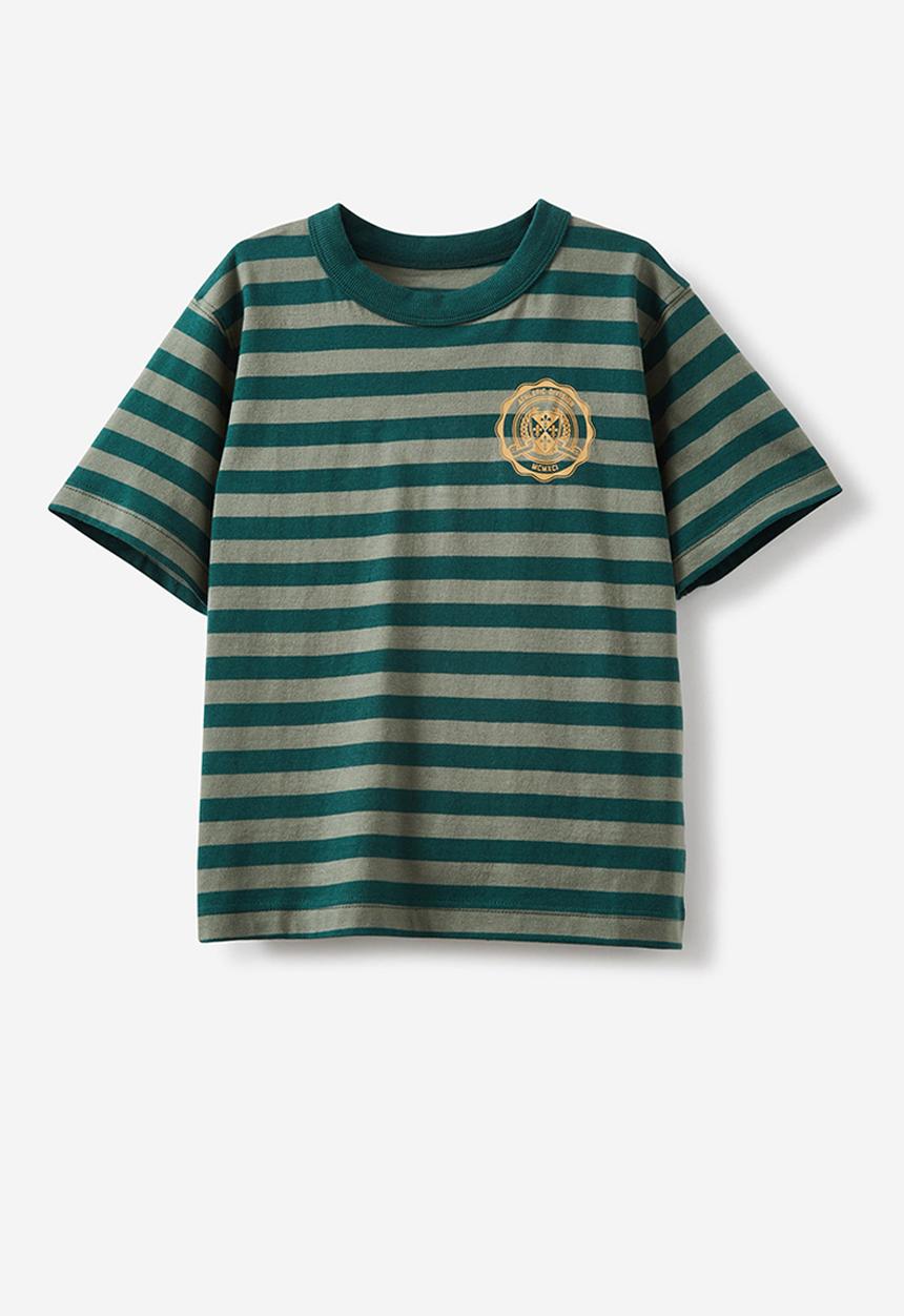 Cotton On - Jonny short sleeve print tee - pine tree green/swag green stripe athletic