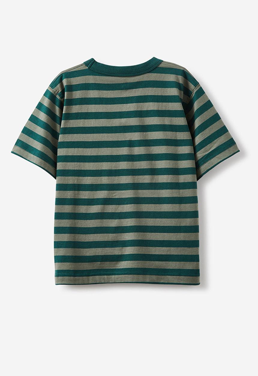 Cotton On - Jonny short sleeve print tee - pine tree green/swag green stripe athletic