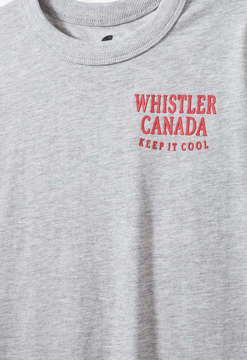 Cotton On - Jonny short sleeve print tee - fog grey marle/whistler canada