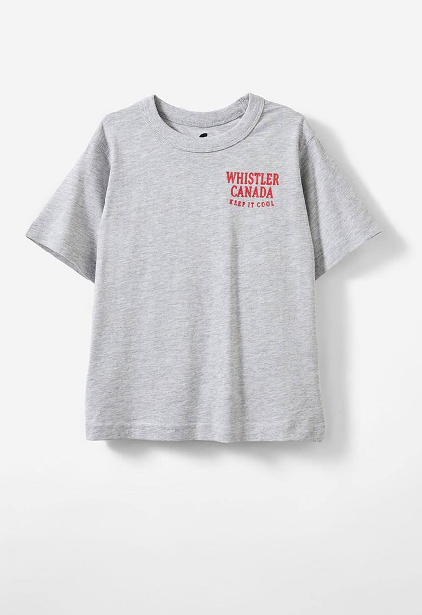Cotton On - Jonny short sleeve print tee - fog grey marle/whistler canada