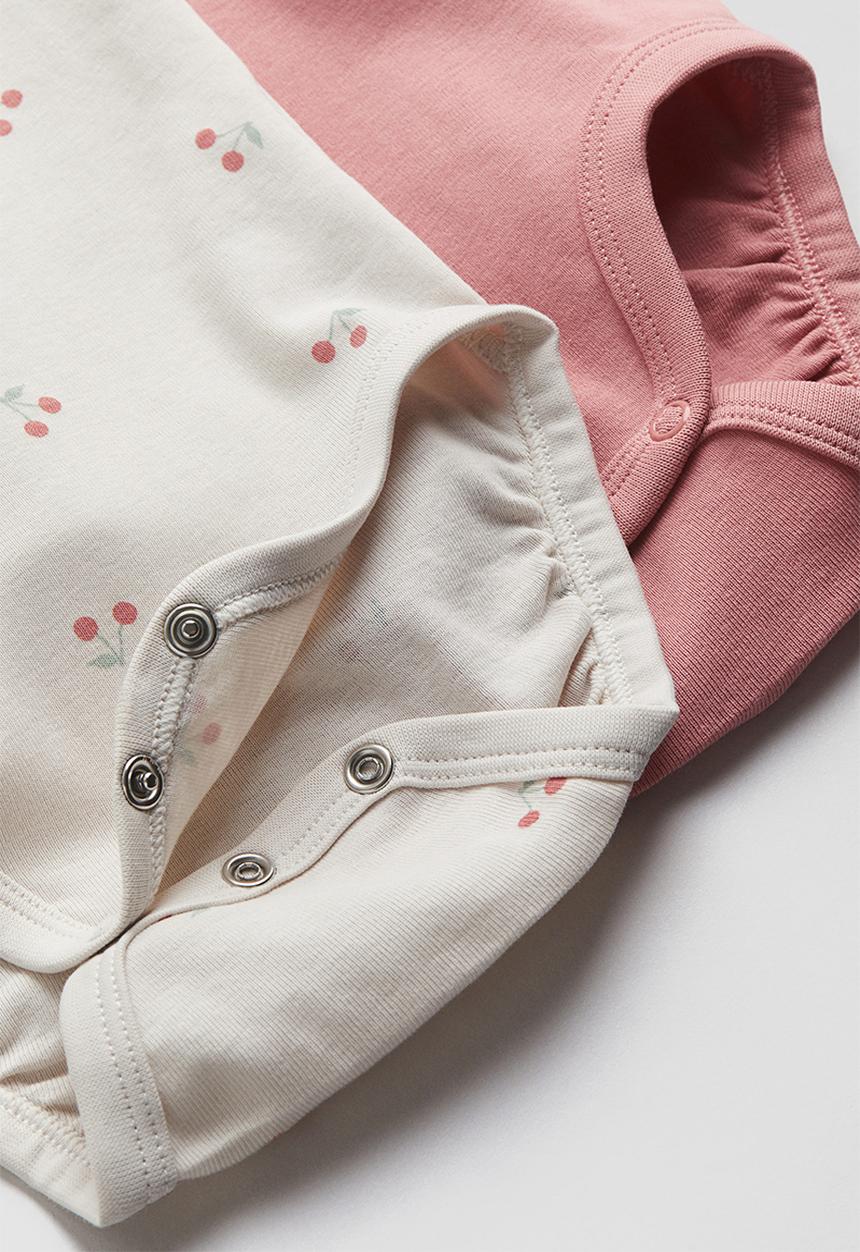 H&M - 2 pack short-sleeved bodysuits - pink & white