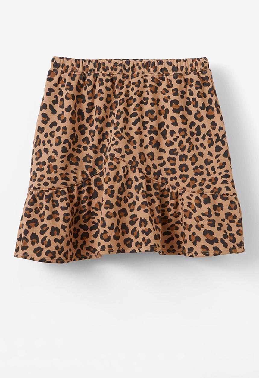 Cotton On - Everly fleece skirt - taupy brown/leopard