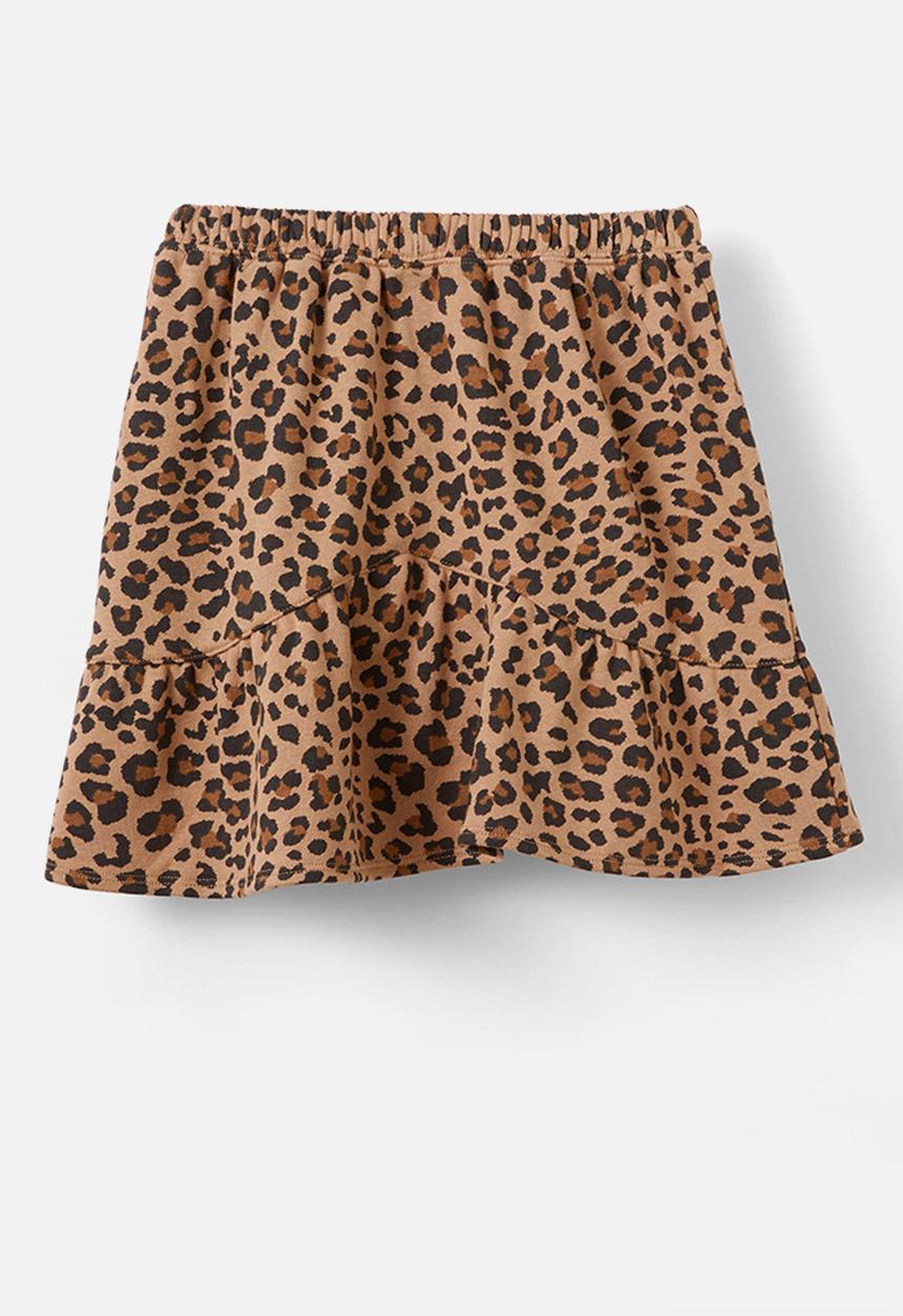 Cotton On - Everly fleece skirt - taupy brown/leopard