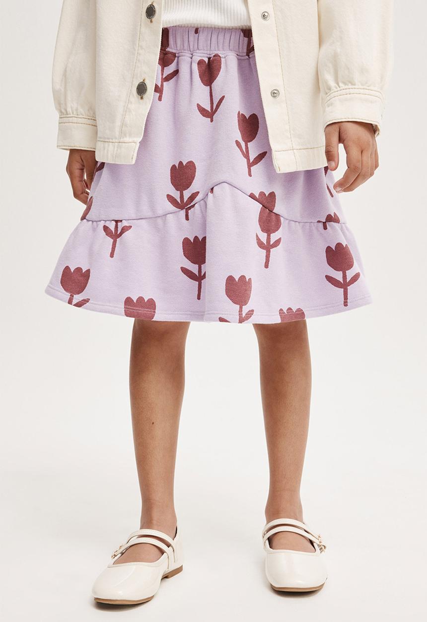 Cotton On - Everly fleece skirt - lilac drop/tulips