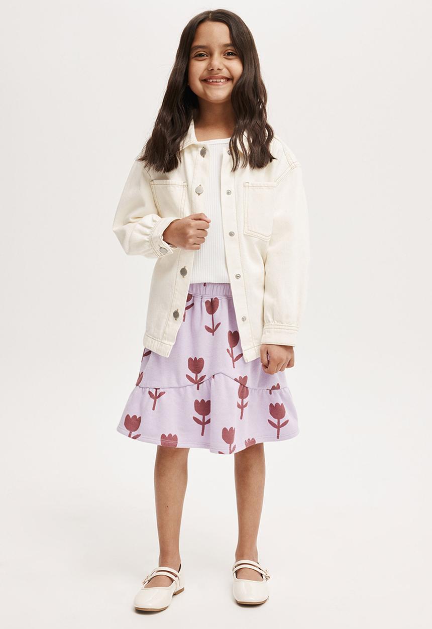 Cotton On - Everly fleece skirt - lilac drop/tulips
