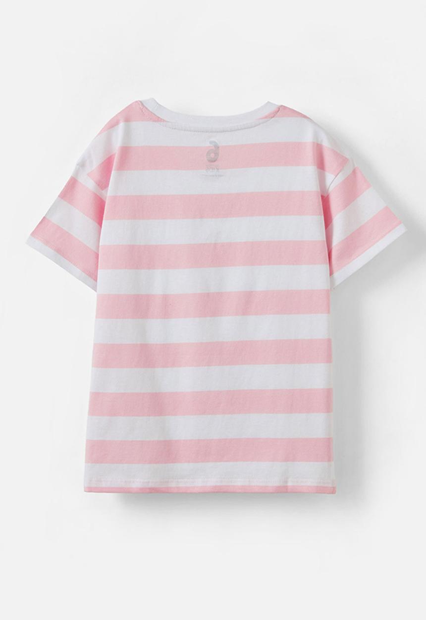 Cotton On - Poppy short sleeve print tee - blush pink stripe/merry