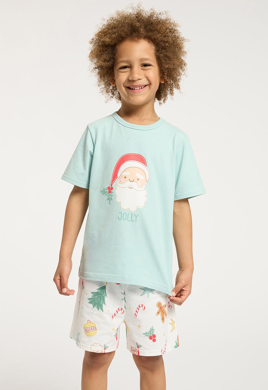 Cotton On - Jordan short sleeve pyjama set - barber blue/jolly santa