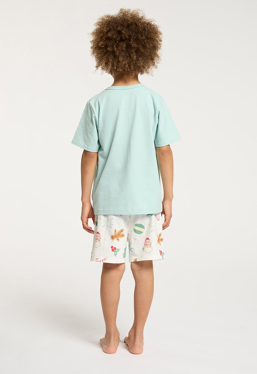 Cotton On - Jordan short sleeve pyjama set - barber blue/jolly santa