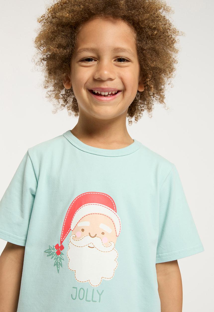 Cotton On - Jordan short sleeve pyjama set - barber blue/jolly santa