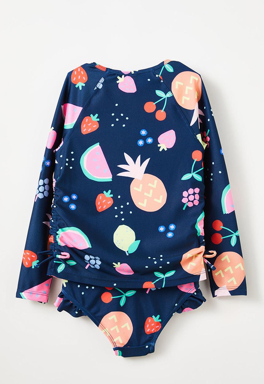 Cotton On - Florence l/s rashie and bikini bottom set - in the navy/fruit salad