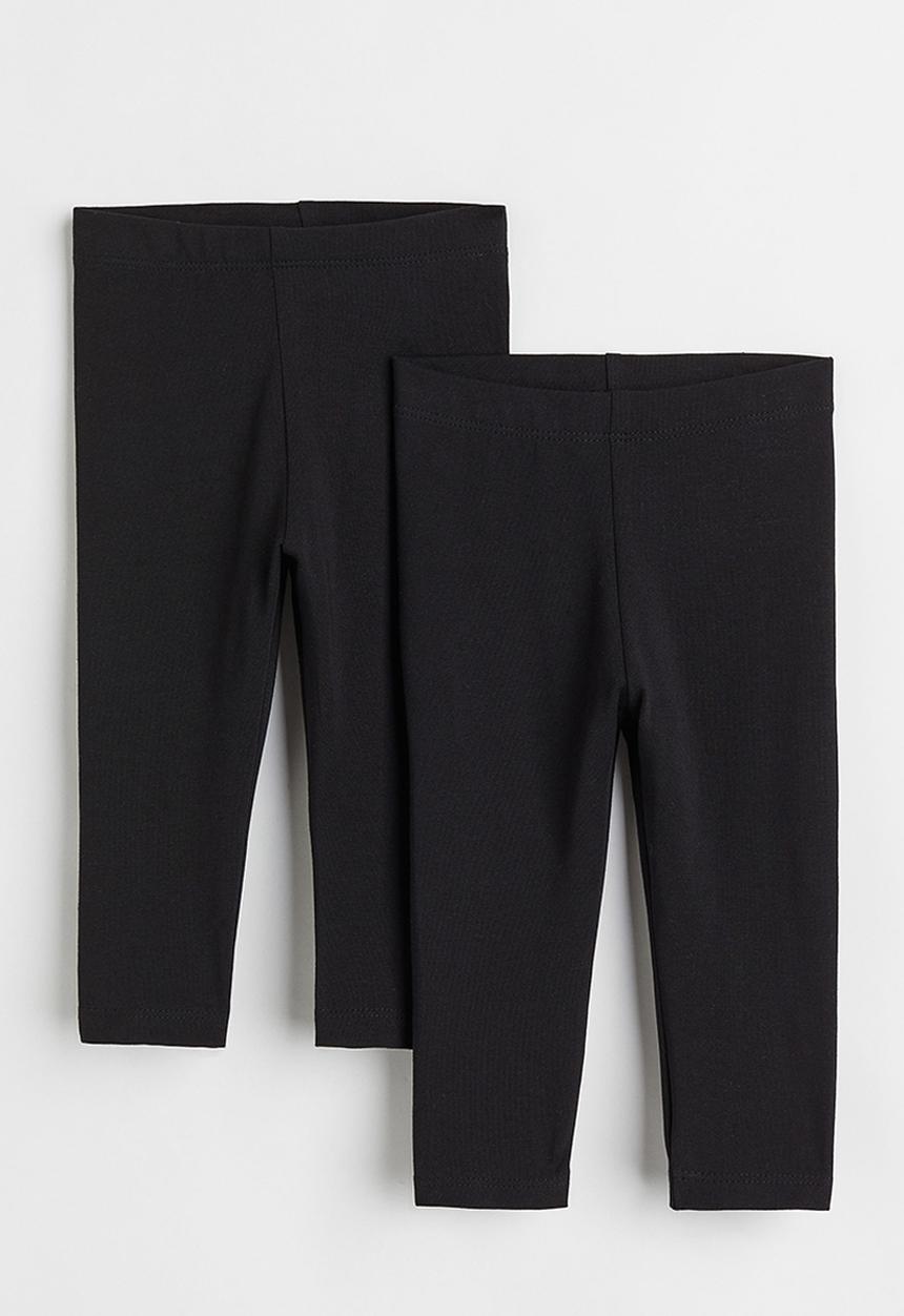 H&M - 2-Pack cotton leggings - black