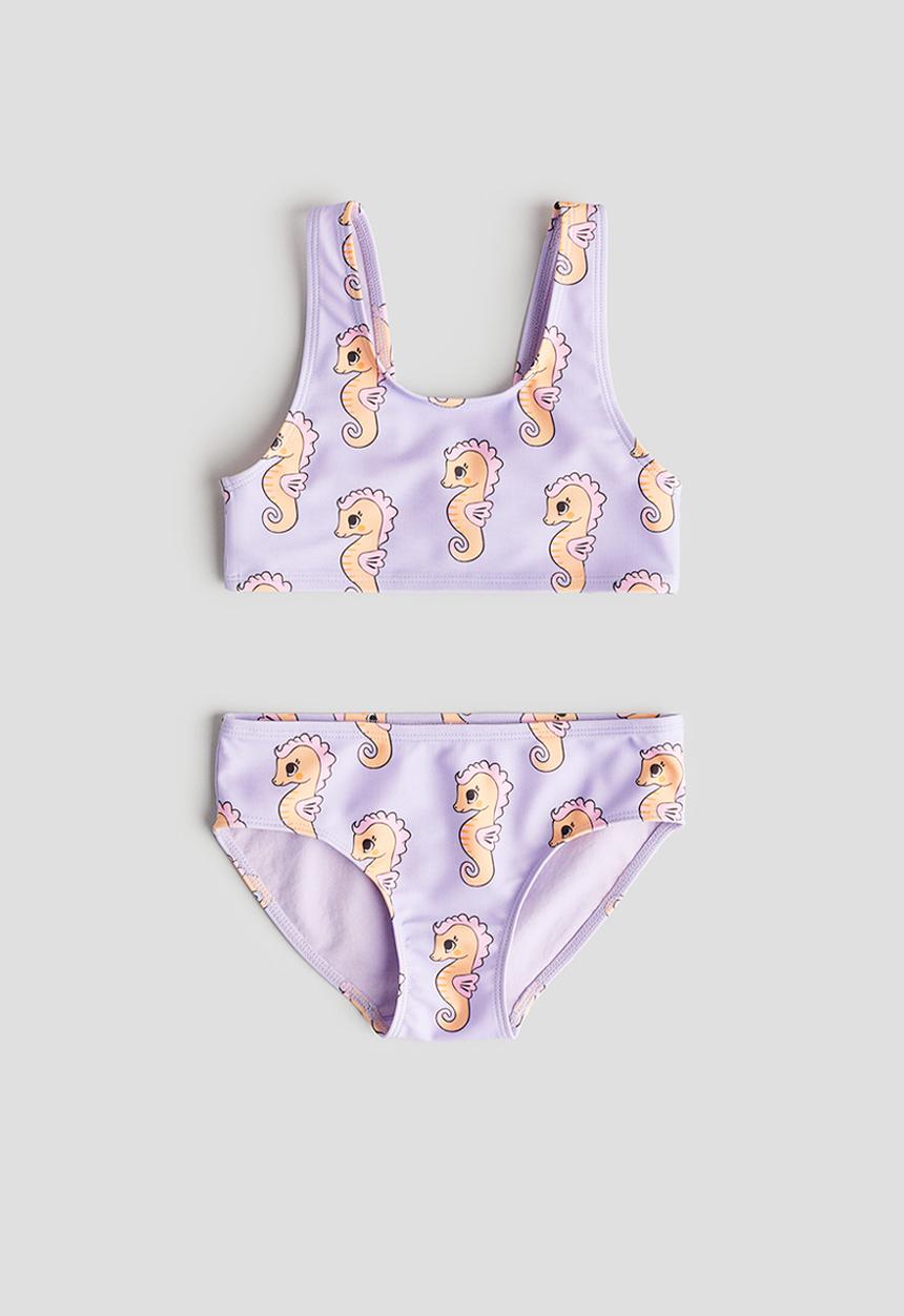 H&M - Patterned bikini - light purple & seahorses 