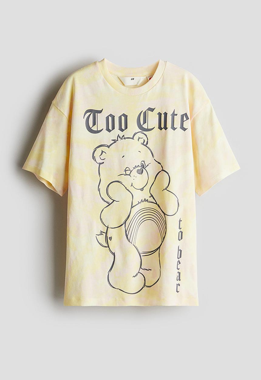 H&M - Oversized printed T-shirt - light yellow care bears