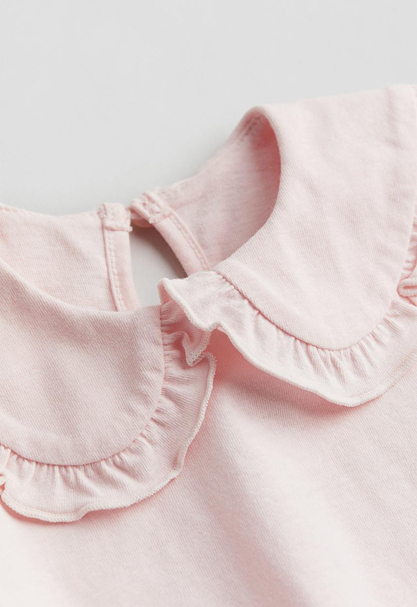 H&M - Collared jersey top - light pink