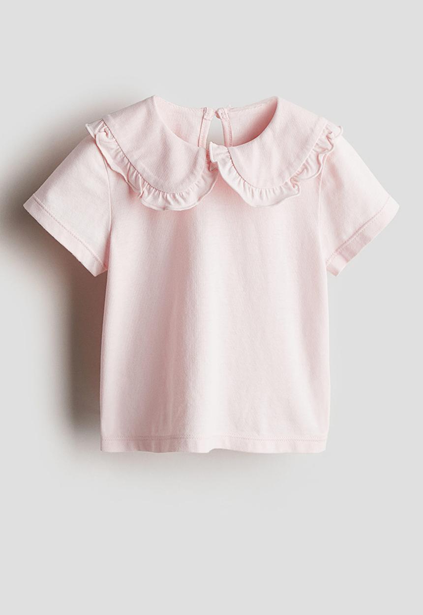 H&M - Collared jersey top - light pink