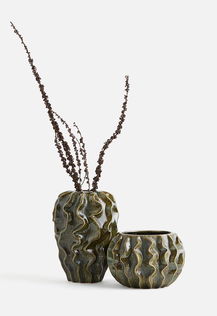 H&M - Stoneware vase - green
