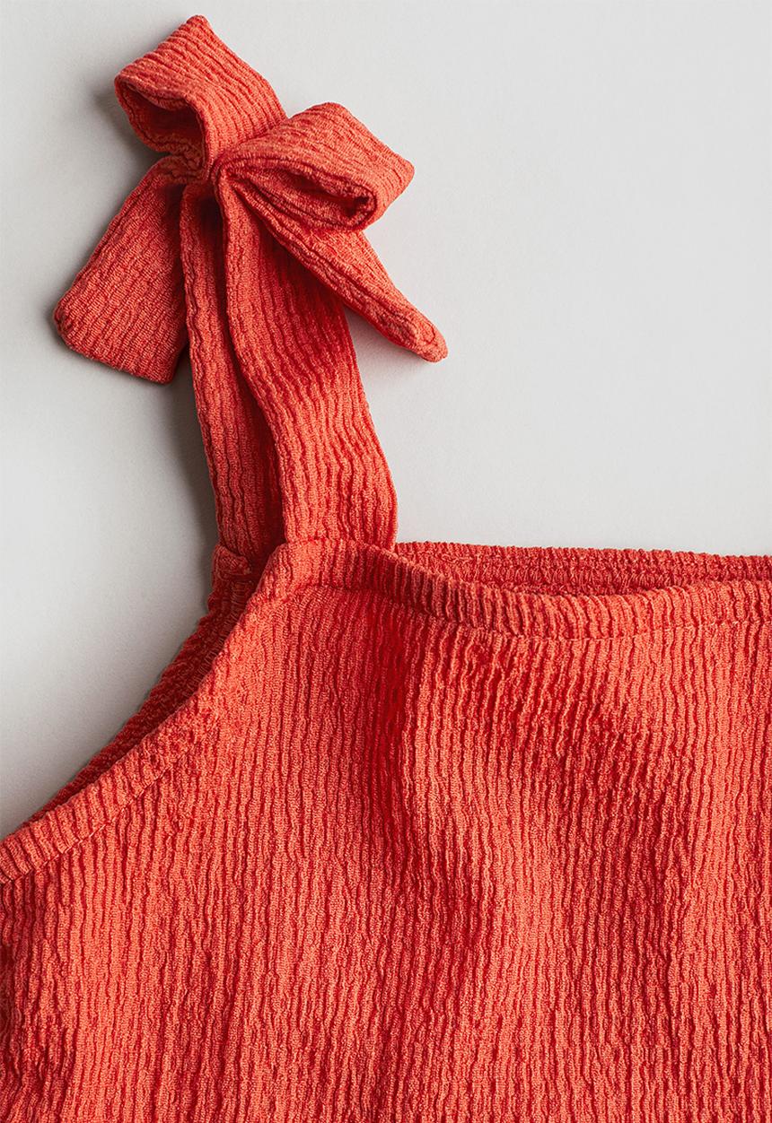 H&M - Bow-detail peplum top - orange