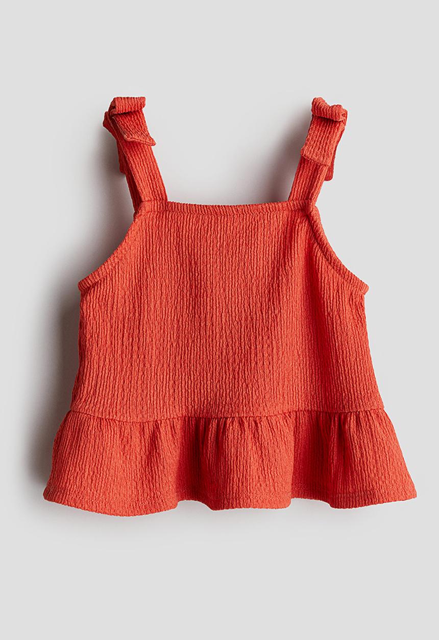 H&M - Bow-detail peplum top - orange