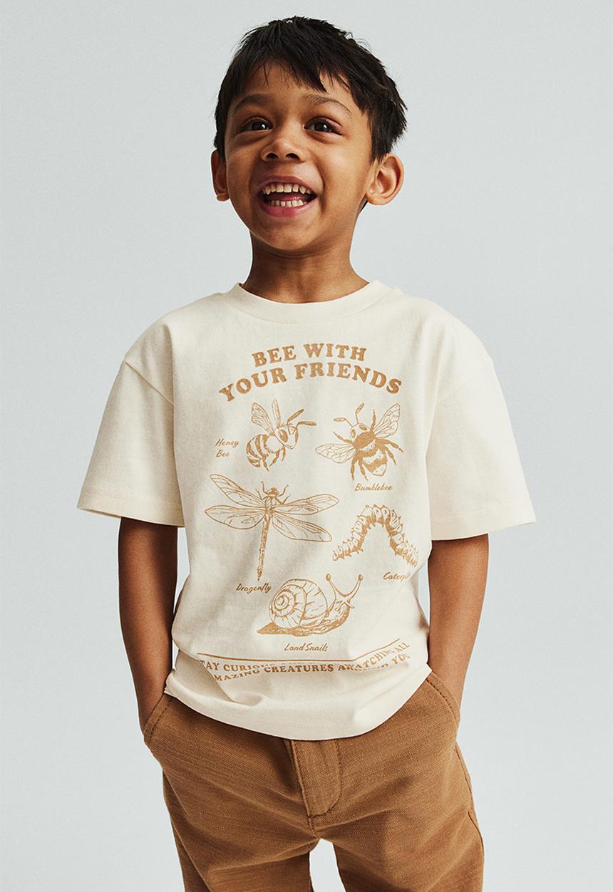 H&M - Printed T-shirt - white bee with your friends 