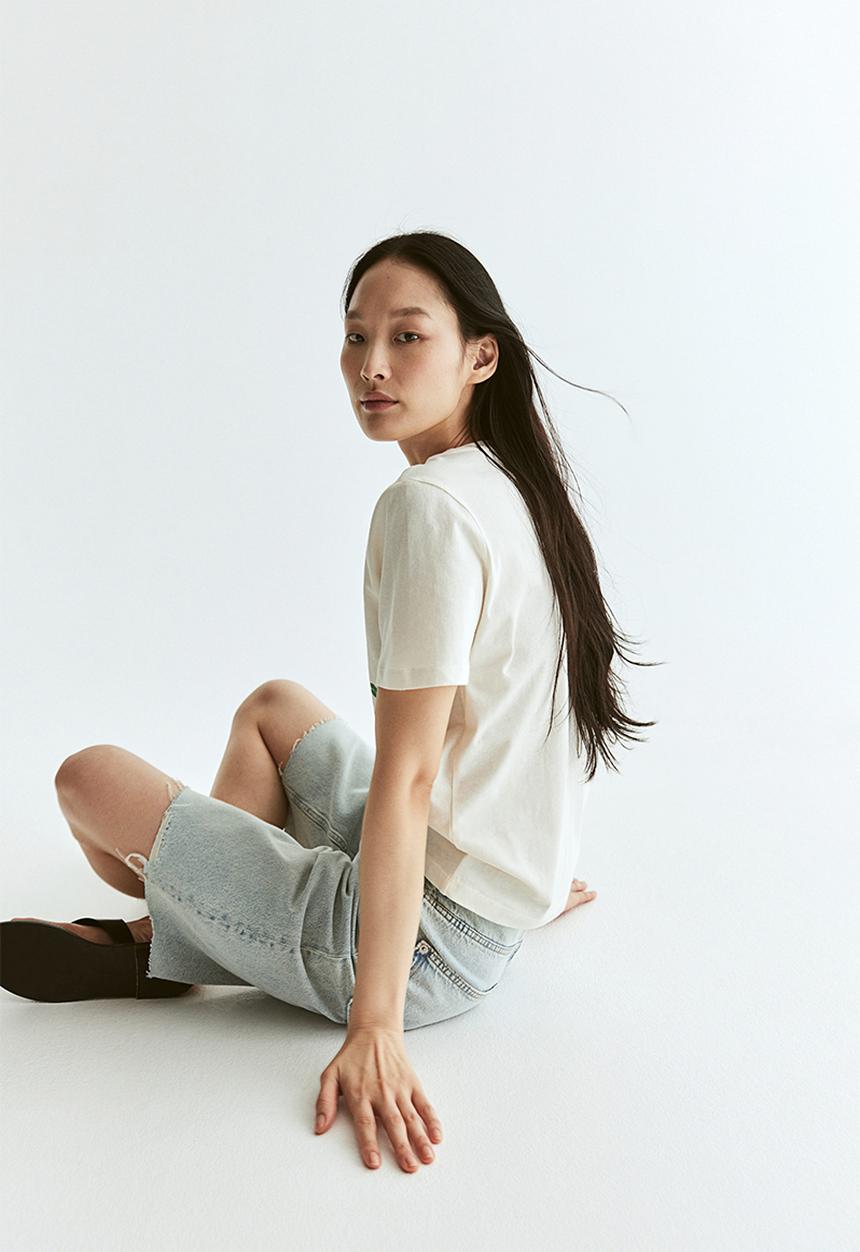 H&M - Printed t-shirt - cream oranges