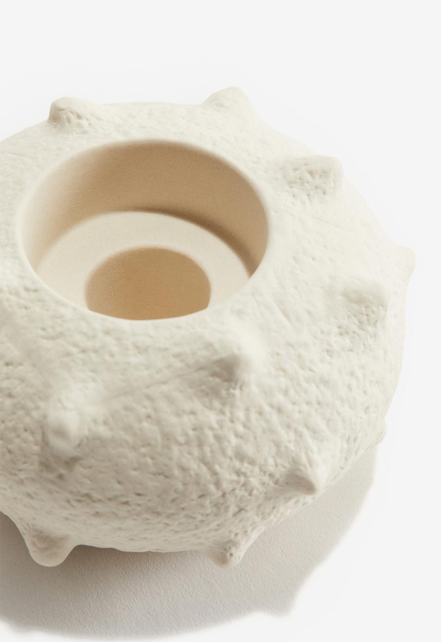 H&M - Stoneware candlestick - white