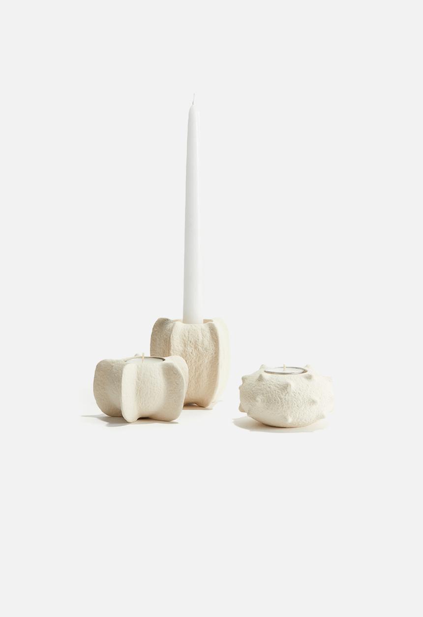 H&M - Stoneware candlestick - white