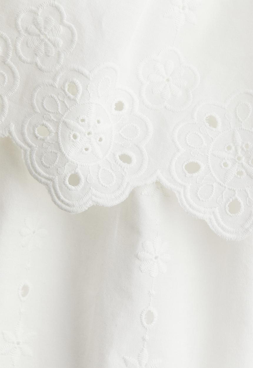 H&M - Flounced cotton dress - white
