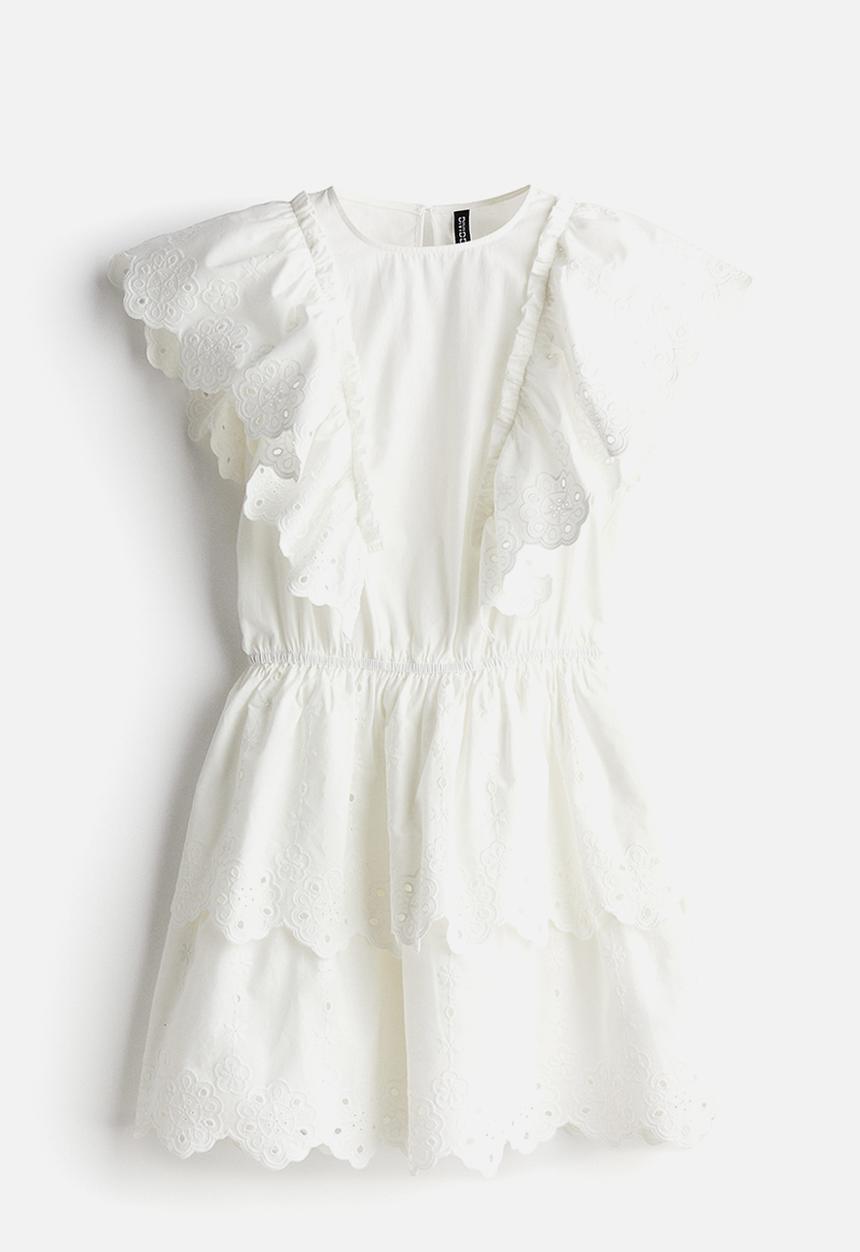 H&M - Flounced cotton dress - white