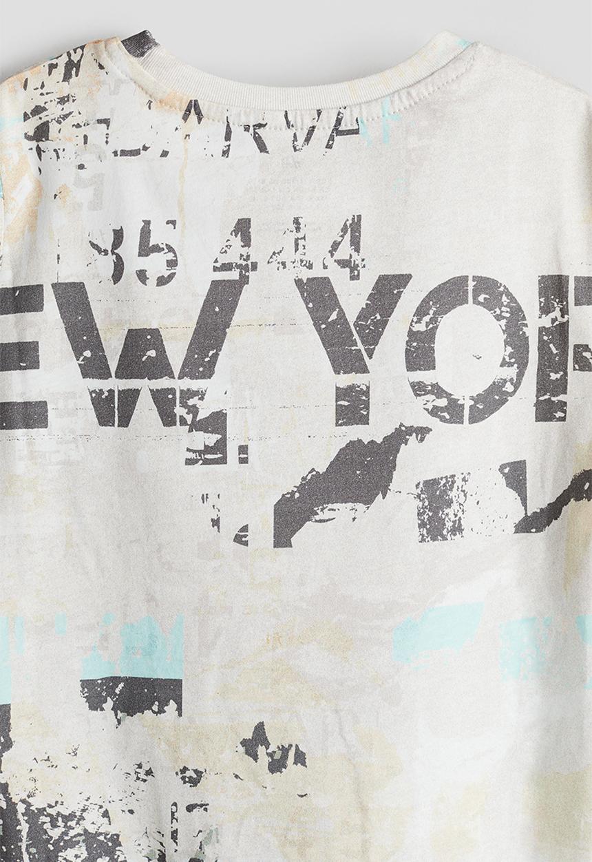 H&M - T-shirt - natural white & graffiti