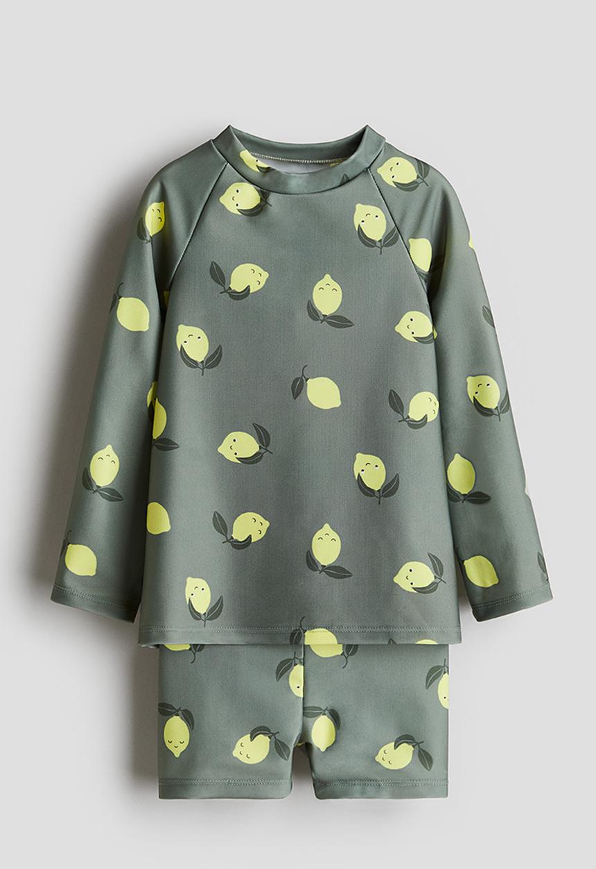 H&M - Upf 50 swim set - green lemons 
