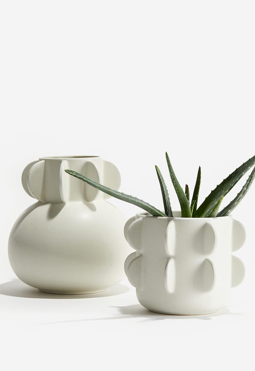 H&M - Reactive-glaze stoneware plant pot - natural white