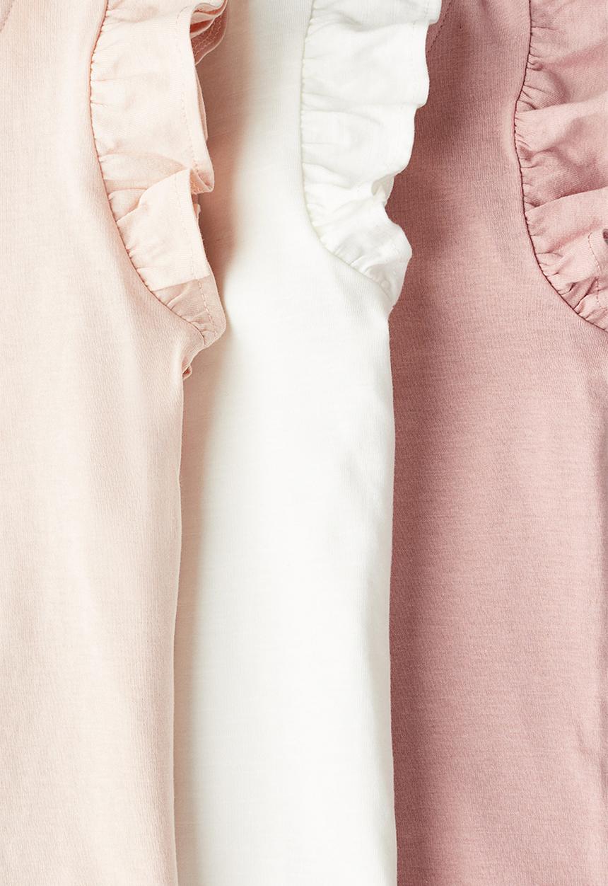 H&M - 3-Pack flutter-sleeved tops - pink & white