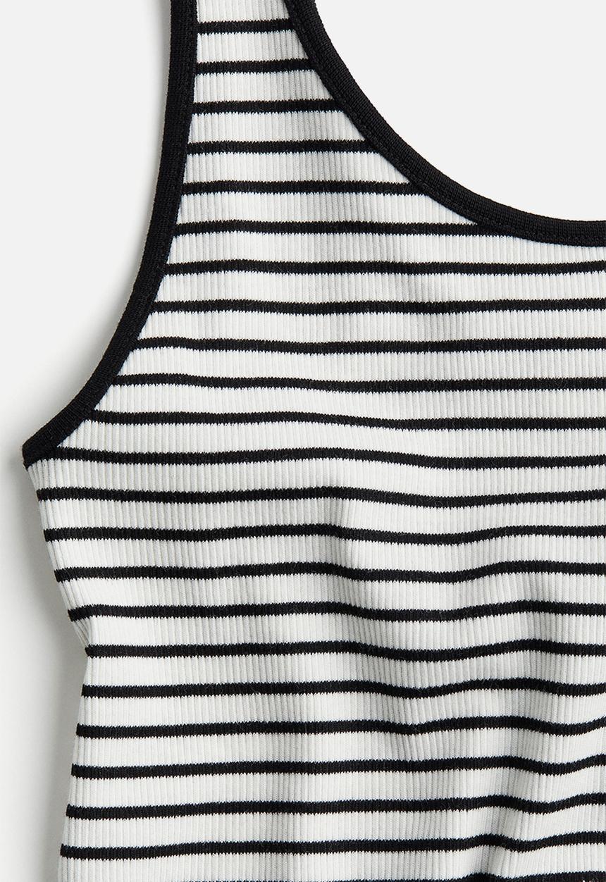 H&M - Ribbed vest top - white & black striped