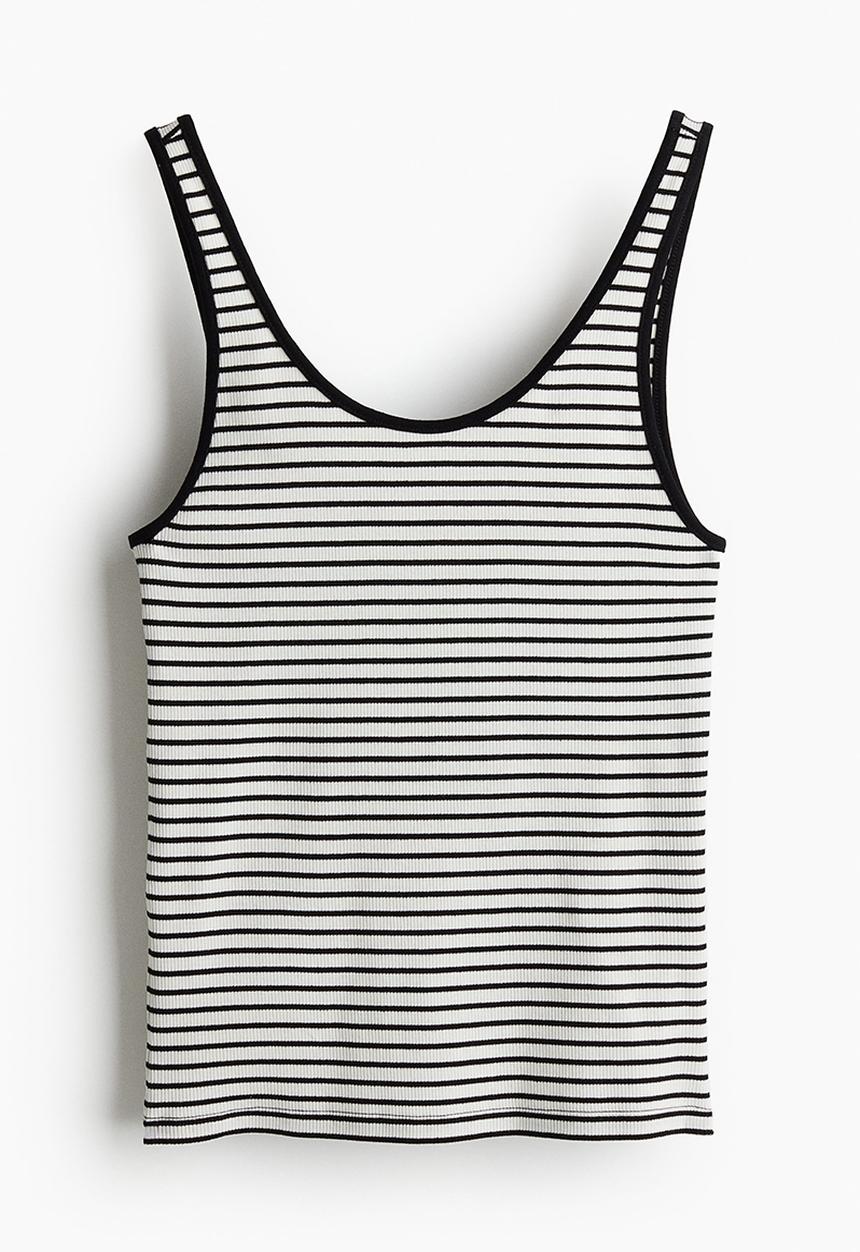 H&M - Ribbed vest top - white & black striped