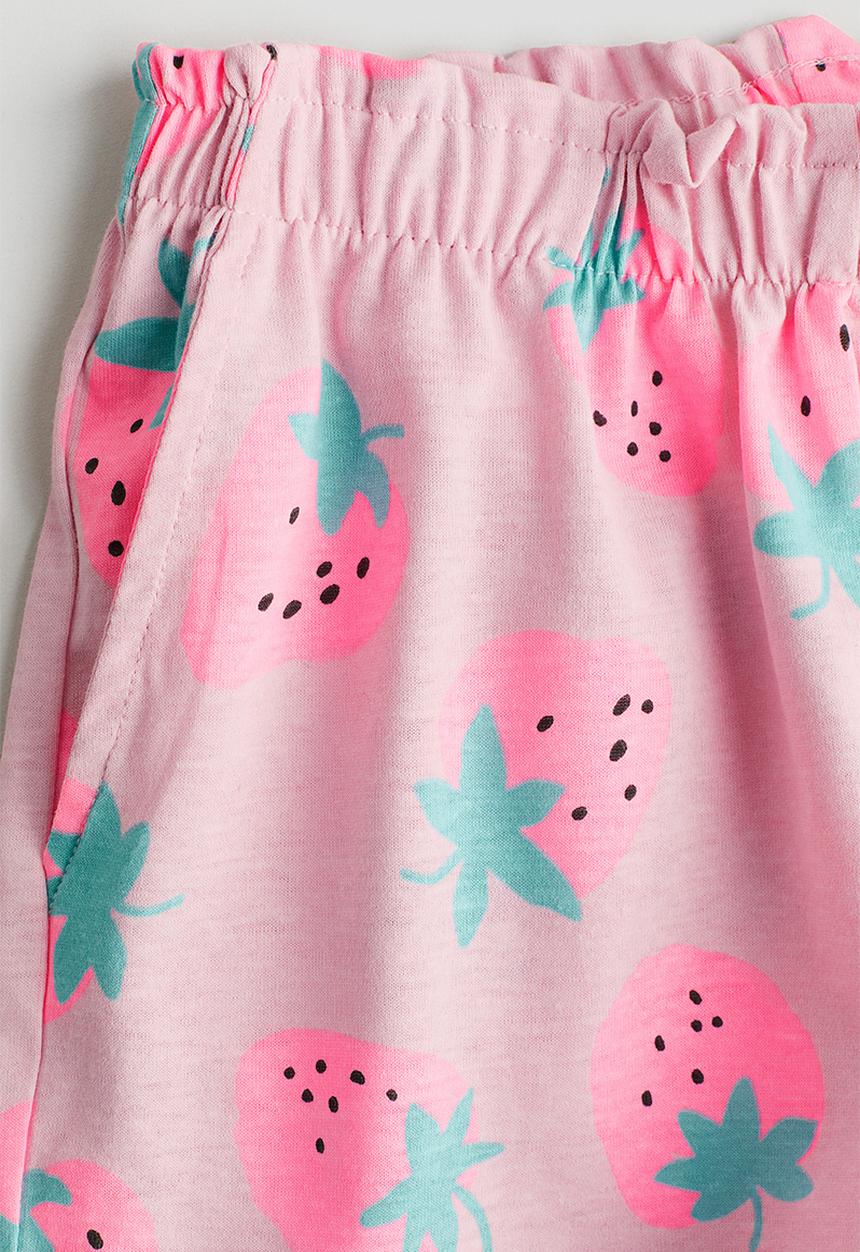 H&M - Patterned paper bag shorts - light pink strawberries 