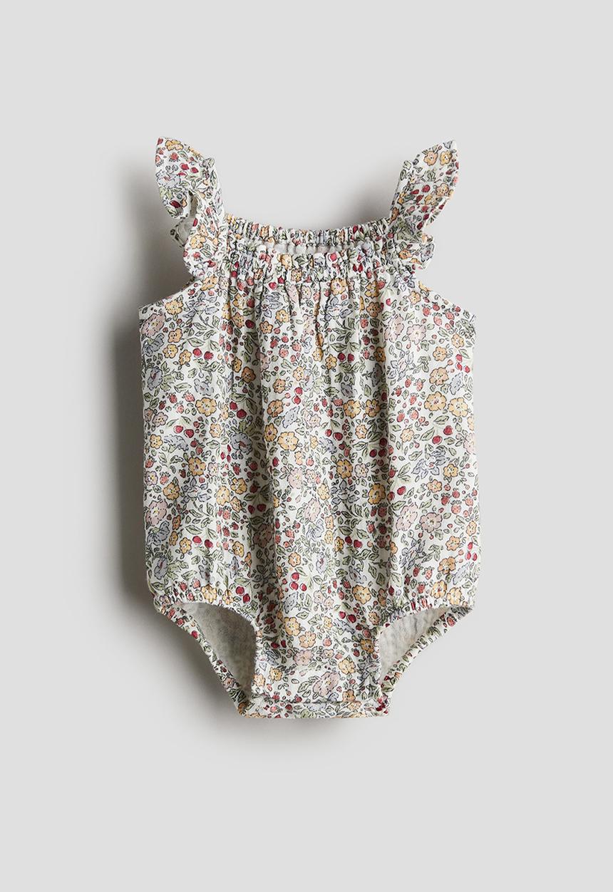 H&M - Patterned muslin romper suit - white floral