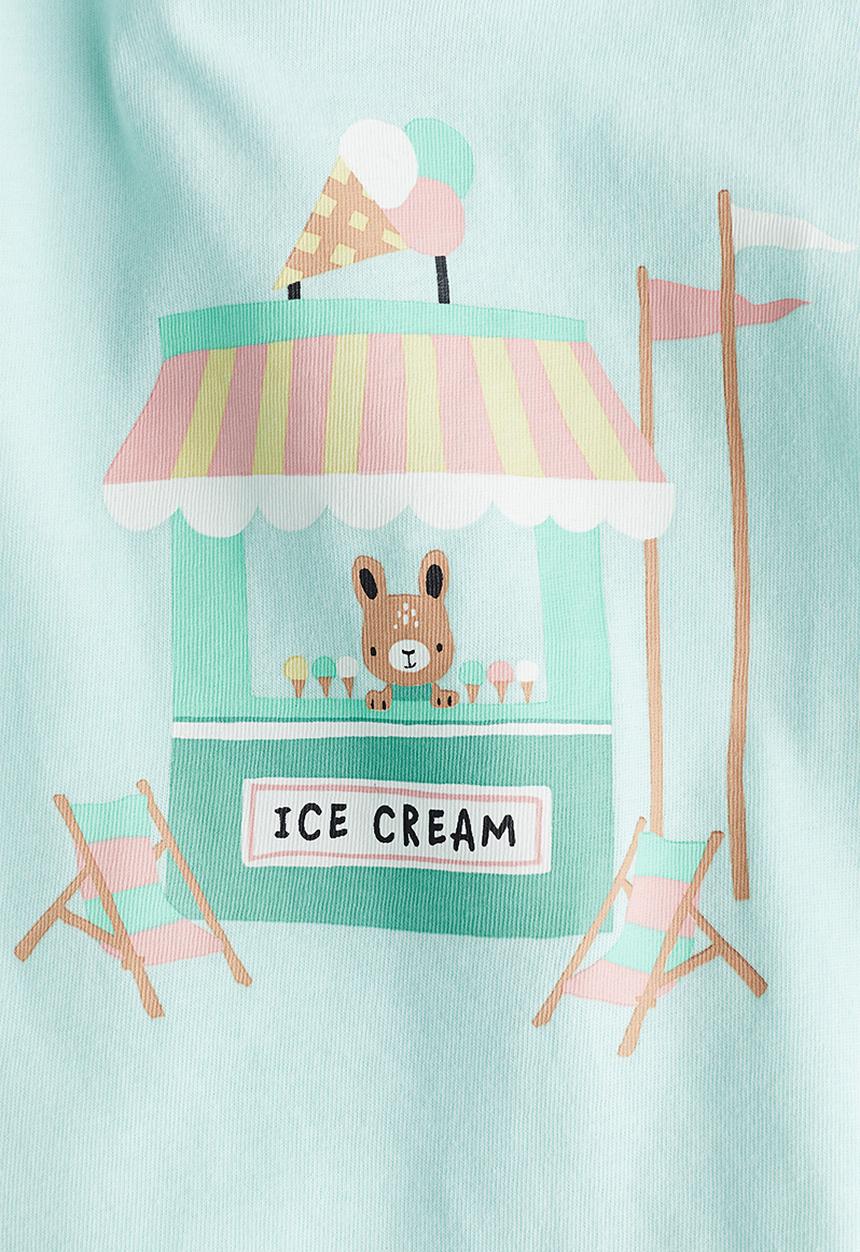 H&M - Printed jersey top - light turquoise & ice cream